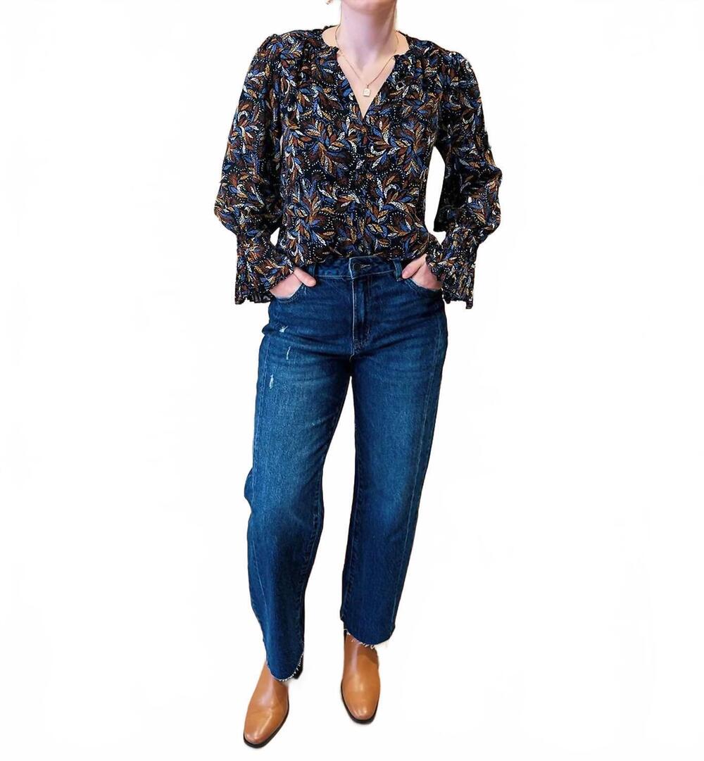 NEW SKIES ARE BLUE iris printed blouse in black